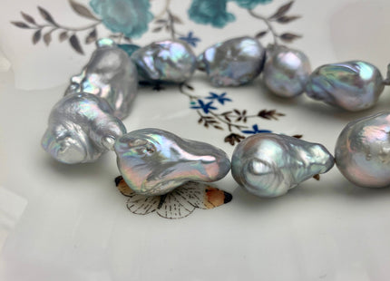 One-Of-A-Kind 18x20-22x32 mm AA Very Rare HUGE Baroque Freshwater Pearl Beads Genuine Gray Color High Quality Baroque Pearls #1713