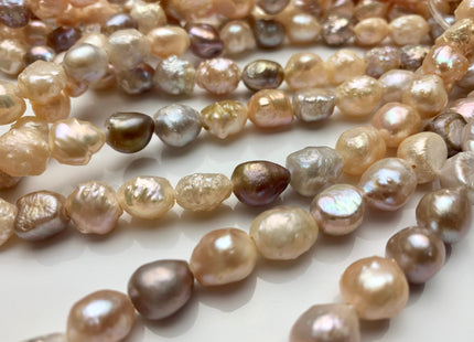 9-10 mm Large Hole Half Strand Freshwater Pearls Potato Rosebud Shape Natural Multi Color Hole 2.2mm Genuine Freshwater Rosebud Pearls #1073