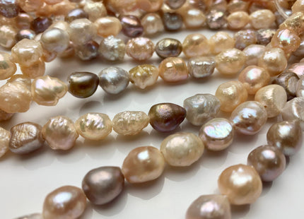 9-10 mm Large Hole Half Strand Freshwater Pearls Potato Rosebud Shape Natural Multi Pink Hole 2.2mm Genuine Freshwater Pearls #1073