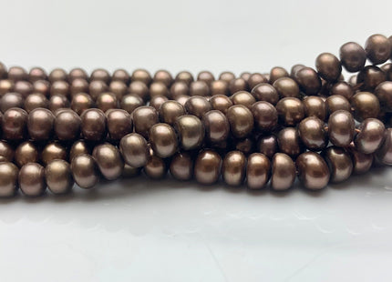 5.5-6mm Dark Chocolate Brown Round Button Freshwater Pearl Beads Genuine Dark Brown Button Freshwater Pearls #56