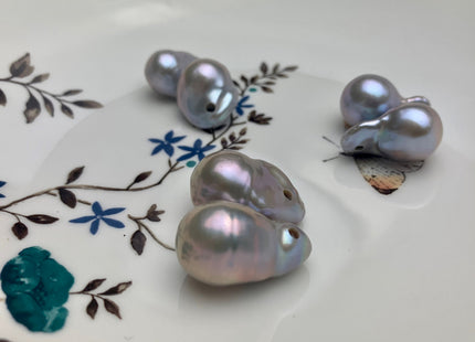 13-15x22-26 mm AAA Baroque Freshwater Pearl Pinkish Gray Pendant Large Hole Baroque Pendant Genuine Baroque Pearl Beads #1103