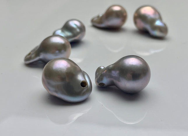 13-15x22-26 mm AAA Baroque Freshwater Pearl Pinkish Gray Pendant Large Hole Baroque Pendant Genuine Baroque Pearl Beads #1103