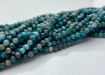 BEST DEAL 3 mm Natural Faceted Round Apatite Gemstone Beads Genuine Natural Blue Apatite Gemstone Loose Beads 15.5 Inches Strand #2057