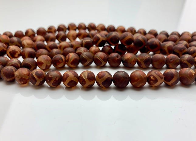 8mm 10mm AAA DZI Tibetan Agate Smooth Round Dark Chocolate Brown Color Football Tibetan Agate Loose Beads #2525