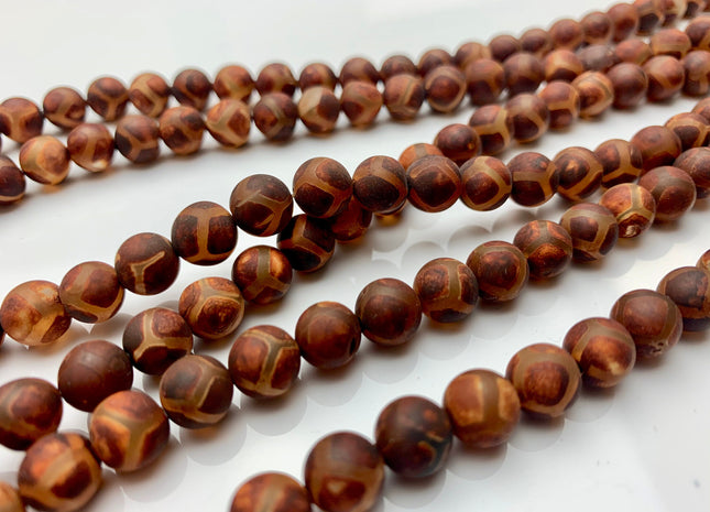8mm 10mm AAA DZI Tibetan Agate Smooth Round Dark Chocolate Brown Color Football Tibetan Agate Loose Beads #2525