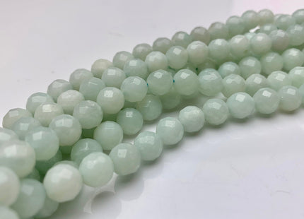 8 mm AAA Faceted Round Amazonite Semi Precious Stone Beads Ocean Blue Amazonite Beads, Natural Round Amazonite Gemstone Beads #480