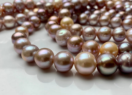 10-13 mm AA Natural Multi Pink Freshwater Baroque/Edison Pearl Beads Limited Edition Off Round Shape Genuine Edison Freshwater Pearl #1047