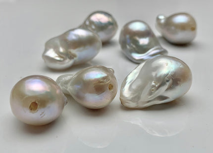 ONE Piece 17-18x25-28 mm AAA Large Hole Jumbo Natural White Baroque Pearl Beads Hole Size 2.2mm Genuine High Luster Baroque Pearls #1714