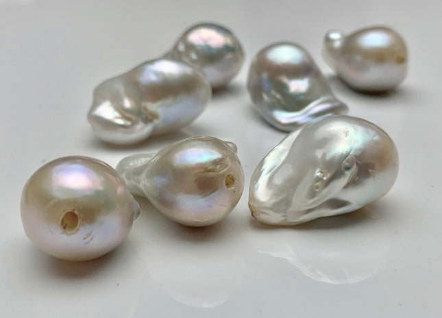 ONE Piece 17-18x25-28 mm AAA Large Hole Jumbo Natural White Baroque Pearl Beads Hole Size 2.2mm Genuine High Luster Baroque Pearls #1714