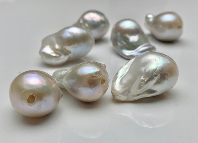 ONE Piece 17-18x25-28 mm AAA Large Hole Jumbo Natural White Baroque Pearl Beads Hole Size 2.2mm Genuine High Luster Baroque Pearls #1714