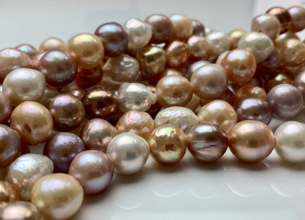 11-12 mm AAA Half Strand Large Hole Natural White And Pink Mixed Color Baroque Pearl Beads 2.2 mm Hole Natural Edison Pearls #1728