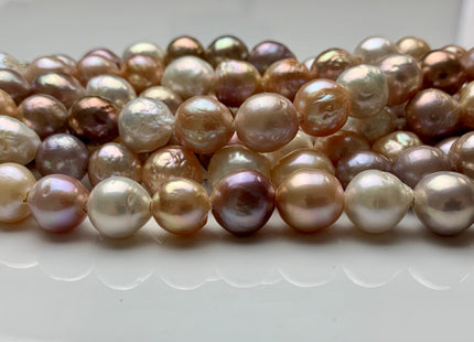 11-12 mm AAA Half Strand Large Hole Natural White And Pink Mixed Color Baroque Pearl Beads 2.2 mm Hole Natural Edison Pearls #1728