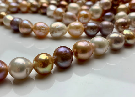 11-12 mm AAA Half Strand Large Hole Natural White And Pink Mixed Color Baroque Pearl Beads 2.2 mm Hole Natural Edison Pearls #1728