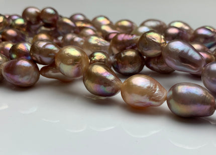 10x12-15 mm AAA Very Rare Dark Mauve Pink Baroque Edison Pearl Beads Genuine TearDrop Shape Edison Pearl With Iridescent Color #1724