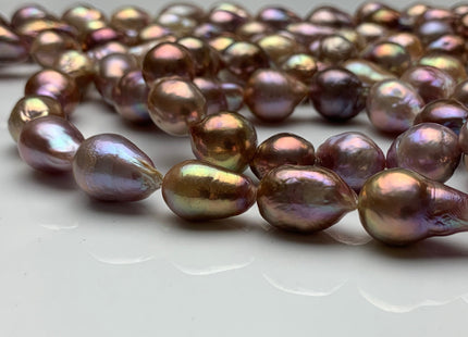 10x12-15 mm AAA Very Rare Dark Mauve Pink Baroque Edison Pearl Beads Genuine TearDrop Shape Edison Pearl With Iridescent Color #1724