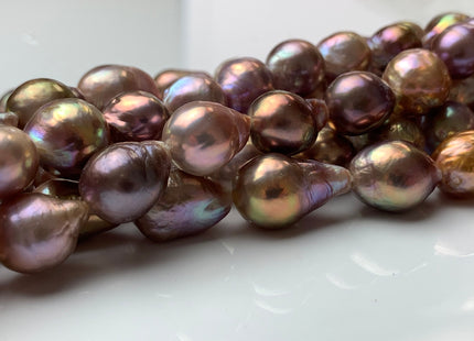 10x12-15 mm AAA Very Rare Dark Mauve Pink Baroque Edison Pearl Beads Genuine TearDrop Shape Edison Pearl With Iridescent Color #1724