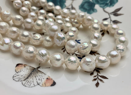 9-10.5 mm AAA Natural White Baroque Edison Freshwater Pearl Beads Genuine High Luster Cultured Baroque Edison Freshwater Pearls #1729