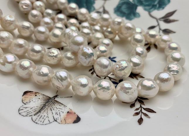 9-10.5 mm AAA Natural White Baroque Edison Freshwater Pearl Beads Genuine High Luster Cultured Baroque Edison Freshwater Pearls #1729