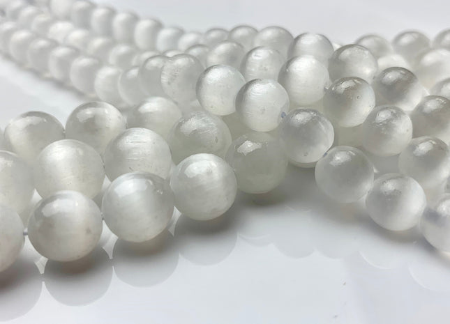 6mm 8mm AAA Natural Color Selenite Gemstone Beads Smooth Round Shape Top Quality Genuine Selenite Gemstone Loose Beads 8 Inches Strand #2568