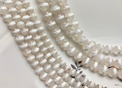 6 mm 8 mm 10 mm 12 mm AAA DZI Tibetan Agate Faceted Round Cream White Stripe Tibetan Agate Gemstone Loose Beads #2564