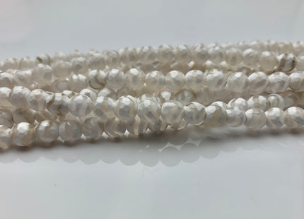 6 mm 8 mm 10 mm 12 mm AAA DZI Tibetan Agate Faceted Round White Wave Stripe Tibetan Agate Gemstone Loose Beads #2565