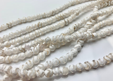 6 mm 8 mm 10 mm 12 mm AAA DZI Tibetan Agate Faceted Round White Wave Stripe Tibetan Agate Gemstone Loose Beads #2565