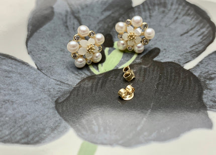 AAAAA Genuine Freshwater Pearl Earring Studs With 925 Sterling Silver/Gold Post Natural White Pearls Cluster Earring Bridal Jewelry #1736-C