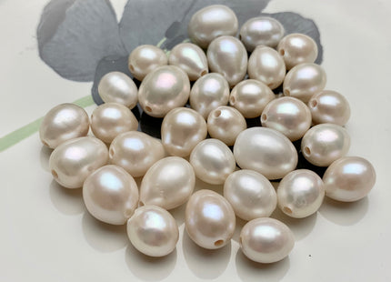 ONE Piece 10-14x12-17 mm AA Large Hole Natural White Rice/Oval Pearl Beads Through Hole Size 2.2 mm Genuine Large Hole Pearls #1740