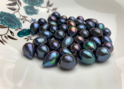ONE Piece 12-14x14-20 mm AAA Peacock Color Through Hole Rice/Oval Pearl Beads Genuine High Luster TearDrop Shape Pearls #1737