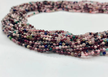 BEST DEAL 2 mm Natural Faceted Round Mixed Color Quartz Gemstone Beads Genuine Natural Quartz Gemstone Loose Beads 15.5 Inches Strand #2552