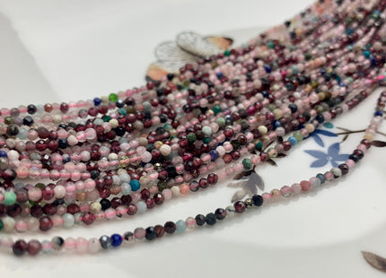 BEST DEAL 2 mm Natural Faceted Round Mixed Color Quartz Gemstone Beads Genuine Natural Quartz Gemstone Loose Beads 15.5 Inches Strand #2552