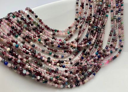 BEST DEAL 2 mm Natural Faceted Round Mixed Color Quartz Gemstone Beads Genuine Natural Quartz Gemstone Loose Beads 15.5 Inches Strand #2552