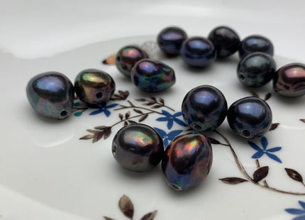 12-15x14-17 mm AAA Large Hole Peacock Color Freshwater Nugget Pearl Beads Hole Size 2.2 mm Rare Jumbo Size Smooth And Shiny Pearls #1743