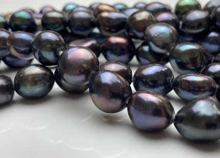12-15x14-17 mm AAA Large Hole Peacock Color Freshwater Nugget Pearl Beads Hole Size 2.2 mm Rare Jumbo Size Smooth And Shiny Pearls #1743