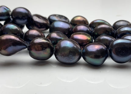 12-15x14-17 mm AAA Large Hole Peacock Color Freshwater Nugget Pearl Beads Hole Size 2.2 mm Rare Jumbo Size Smooth And Shiny Pearls #1743