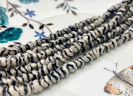 6mm 8mm 10mm 12mm AAA DZI Tibetan Agate Faceted Round Gray And Black Wave Line Tibetan Agate Gemstone Loose Beads #2571