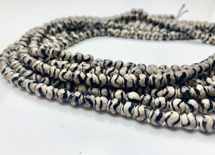 6mm 8mm 10mm 12mm AAA DZI Tibetan Agate Faceted Round Gray And Black Wave Line Tibetan Agate Gemstone Loose Beads #2571