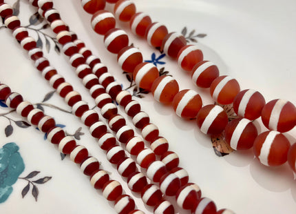 6mm 8mm 10mm AAA DZI Tibetan Agate Faceted Round Orange And White Stripe Tibetan Agate Gemstone Loose Beads #2572