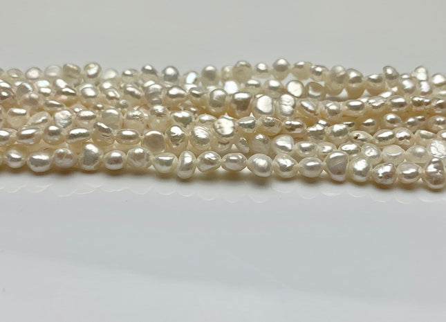 3.5-4 mm AAAA Natural White Potato Nugget Freshwater Pearl Beads Genuine Freshwater Pearls Tiny Nugget Pearls Cultured Seed Pearl Bead #1747