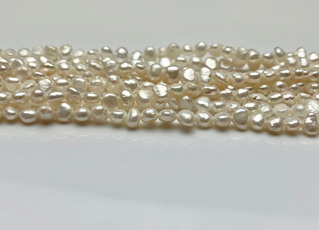 3.5-4 mm AAAA Natural White Potato Nugget Freshwater Pearl Beads Genuine Freshwater Pearls Tiny Nugget Pearls Cultured Seed Pearl Bead #1747