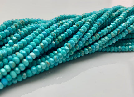 2x3 mm Natural Faceted Rondelle Turquoise Beads Natural Color Turquoise Loose Beads #2581