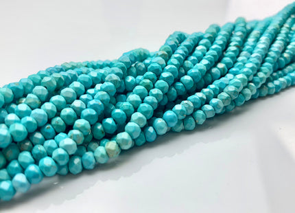 3x4 mm Natural Faceted Rondelle Turquoise Beads Natural Color Turquoise Loose Beads #2582