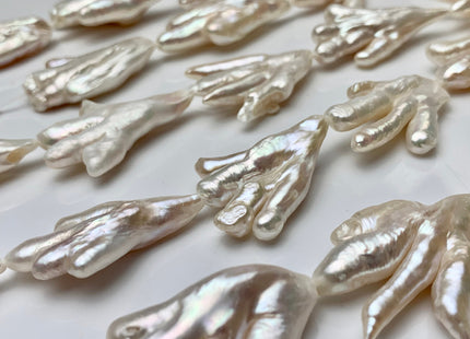 35 mm AAA Natural White Rare Chicken Feet Freshwater Pearls High Luster Limited Edition Biwa Pearl Beads #1754