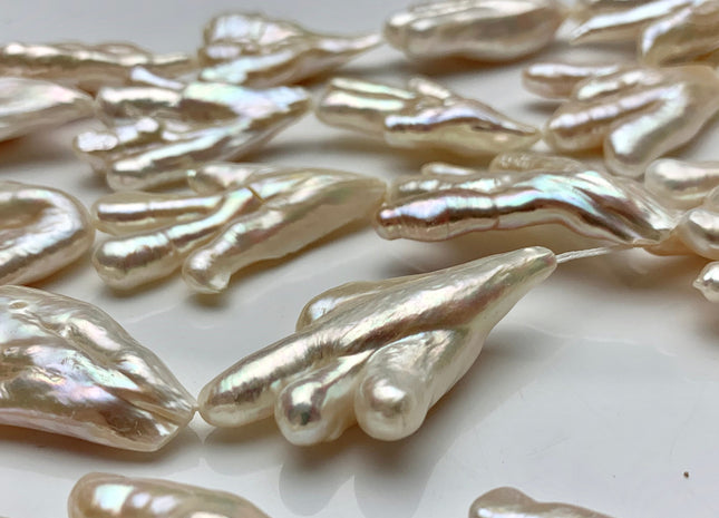 35 mm AAA Natural White Rare Chicken Feet Freshwater Pearls High Luster Limited Edition Biwa Pearl Beads #1754