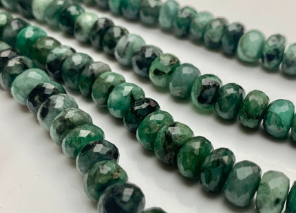 6mm 7mm 8mm AAA Natural Color Emerald Gemstone Beads Faceted Rondelle Shape 8 Inches Strand #2121