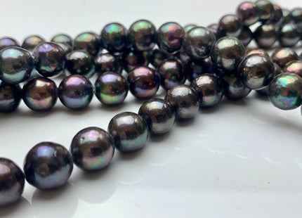 9-10 mm AA Green Peacock Edison Baroque Pearls Off-Round Shape Genuine Iridescent Green Peacock Color Edison Pearl Beads #1755