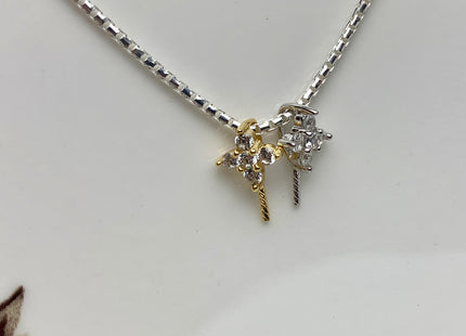 One Piece 925 Sterling Silver/Gold Pendant Setting Findings For Half Drilled Pearls Cross Design W/CZ Sterling Silver Pendant #10353