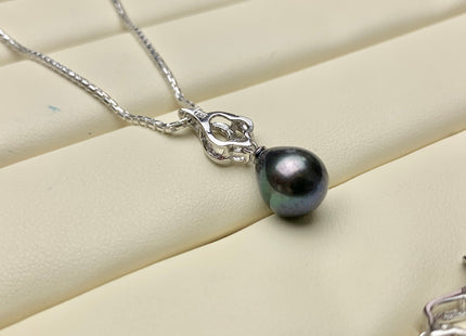 One Piece 925 Sterling Silver/Gold Pendant Setting Findings For Half Drilled Pearls Flame Shape Design W/CZ Sterling Silver Pendant #10354