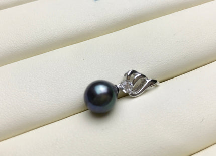 One Piece 925 Sterling Silver/Gold Pendant Setting Findings For Half Drilled Pearls Flame Shape Design W/CZ Sterling Silver Pendant #10354