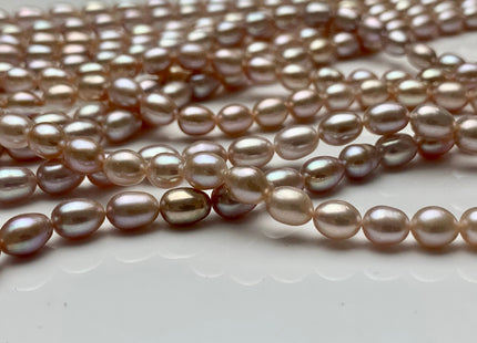 5x7 mm AA Natural Mauve Pink Rice/Oval Freshwater Pearl Beads Genuine Mauve Pink Rice Freshwater Pearls  #1760